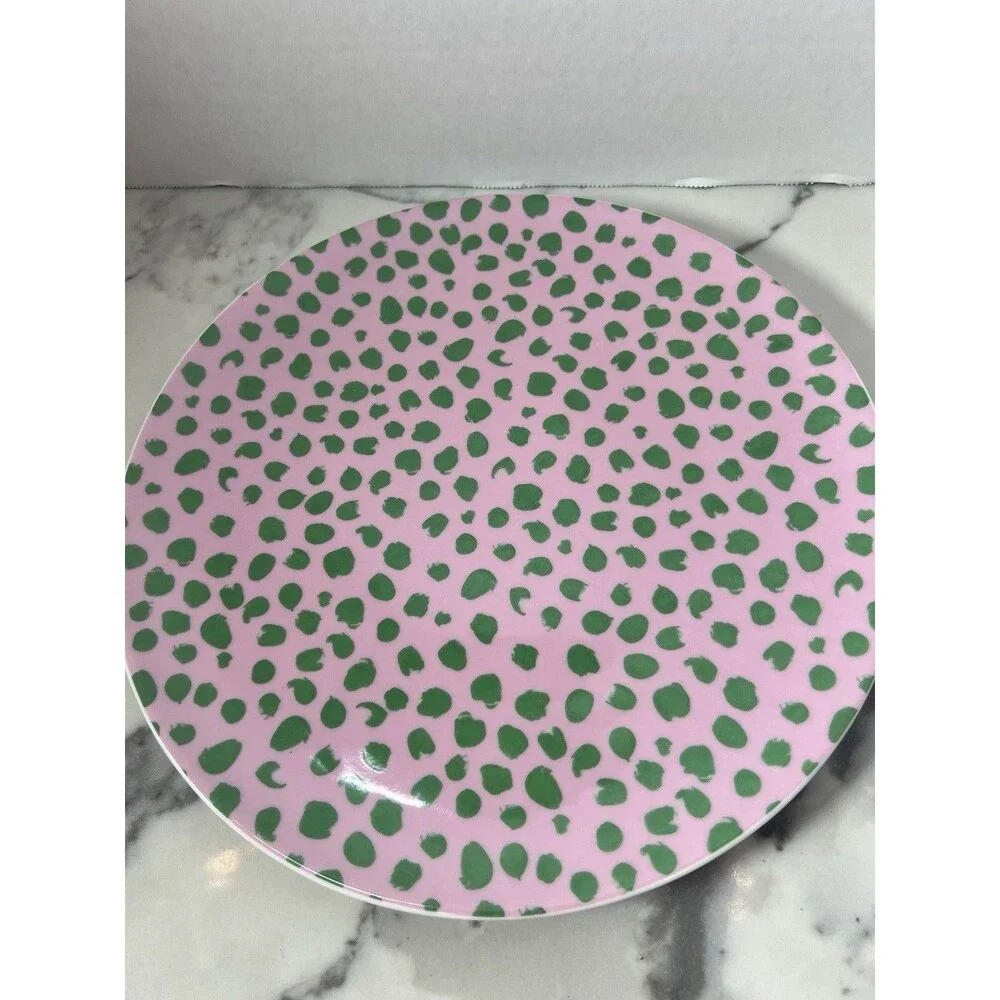 IKEA Plate Pink green platter dish 11